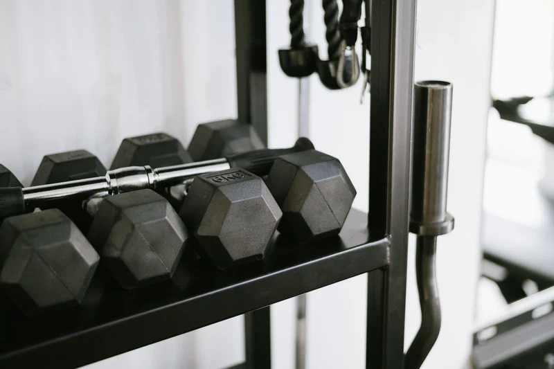 Strength training equipment in a fitness centre