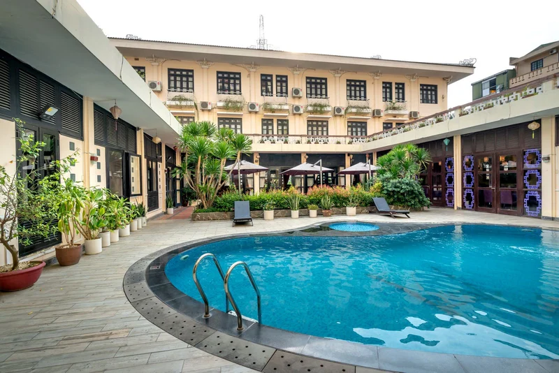 Hotel pool and hospitality setting